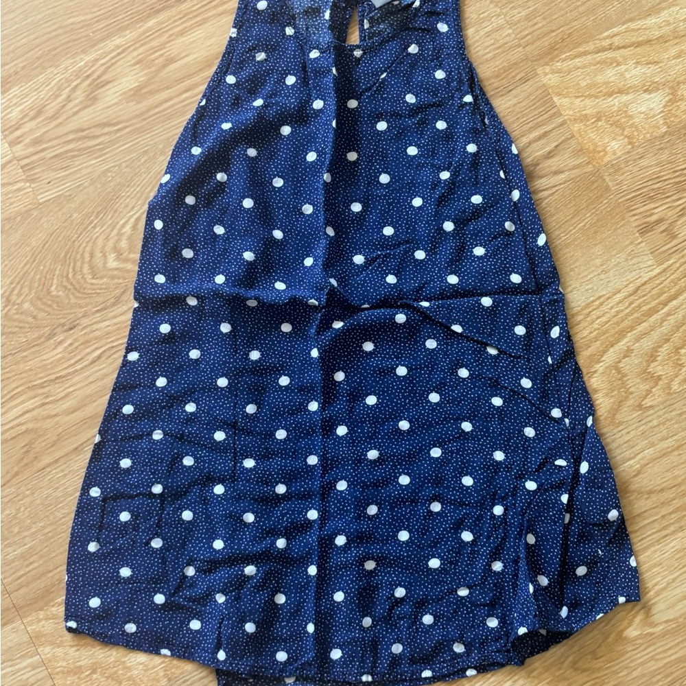 Navy Blue Polka Dot Sleeveless Top